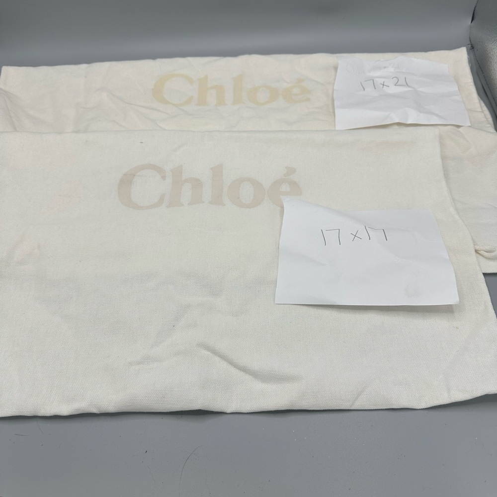 Bundle of 2 Chloe White Cotton Dustbags 17” x 21” and 17” x 17”